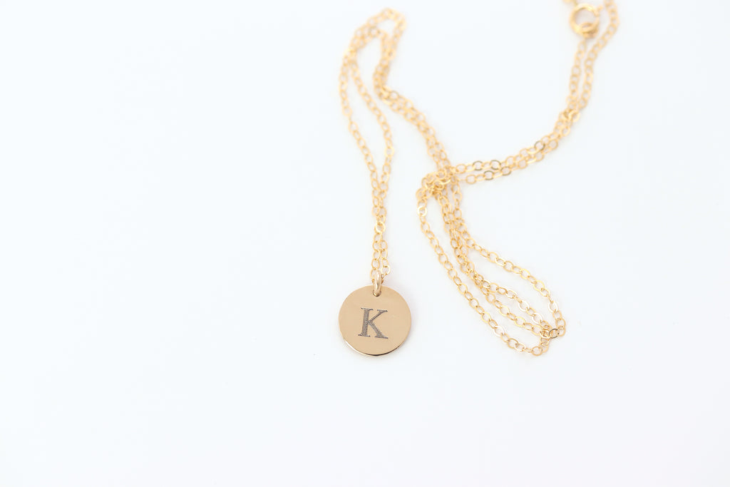Initial Charm Disc Necklace