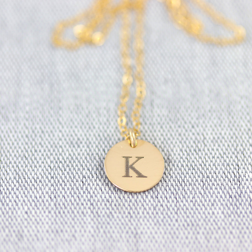 Initial Charm Disc Necklace