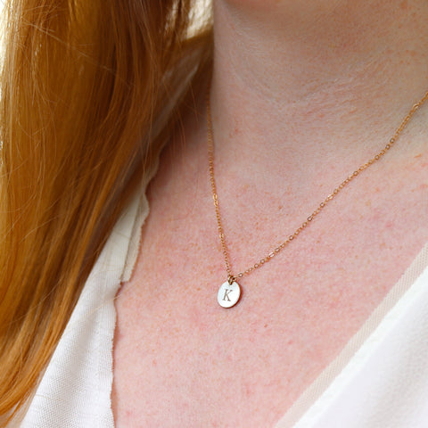 Initial Charm Disc Necklace