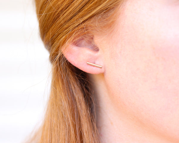 Tiny Bar Stud Earrings