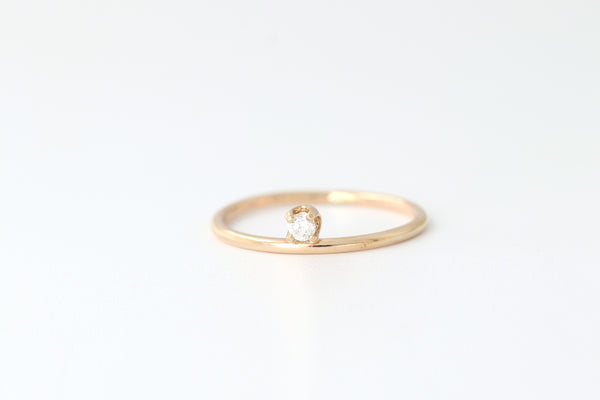 Diamond + 14K Gold Dot Ring