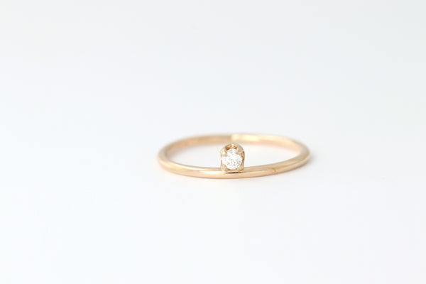 Diamond + 14K Gold Dot Ring