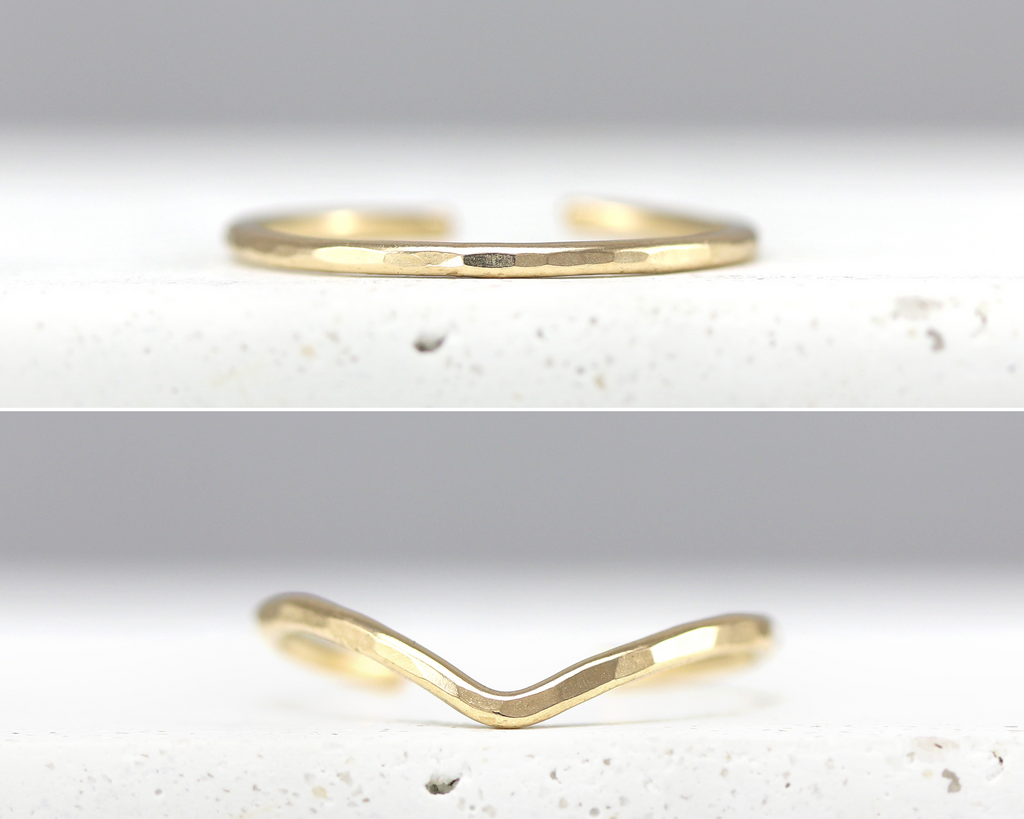 Chevron + Dainty Band Toe Ring, Set of 2