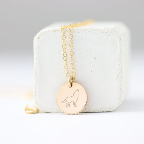 Wolf Disc Necklace