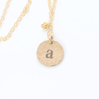 Hammered Initial Charm Disc Necklace