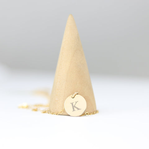 Initial Charm Disc Necklace